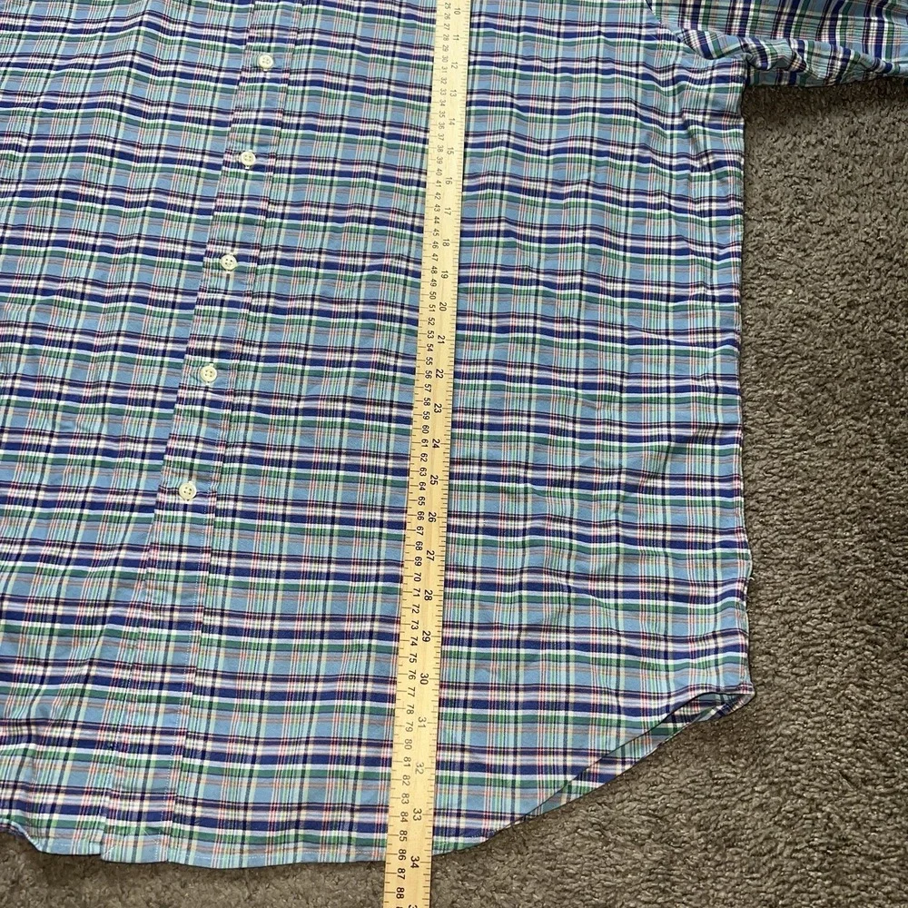 Polo Ralph Lauren Blue Plaid Button Up Shirt 2XLT Lng Sleeve‎ Oxford Pony